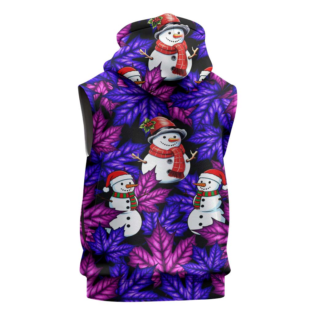 Christmas Snowman Leaves Sleeveless Zip Hoodie Xmas Holiday Patterns - Wonder Print Shop