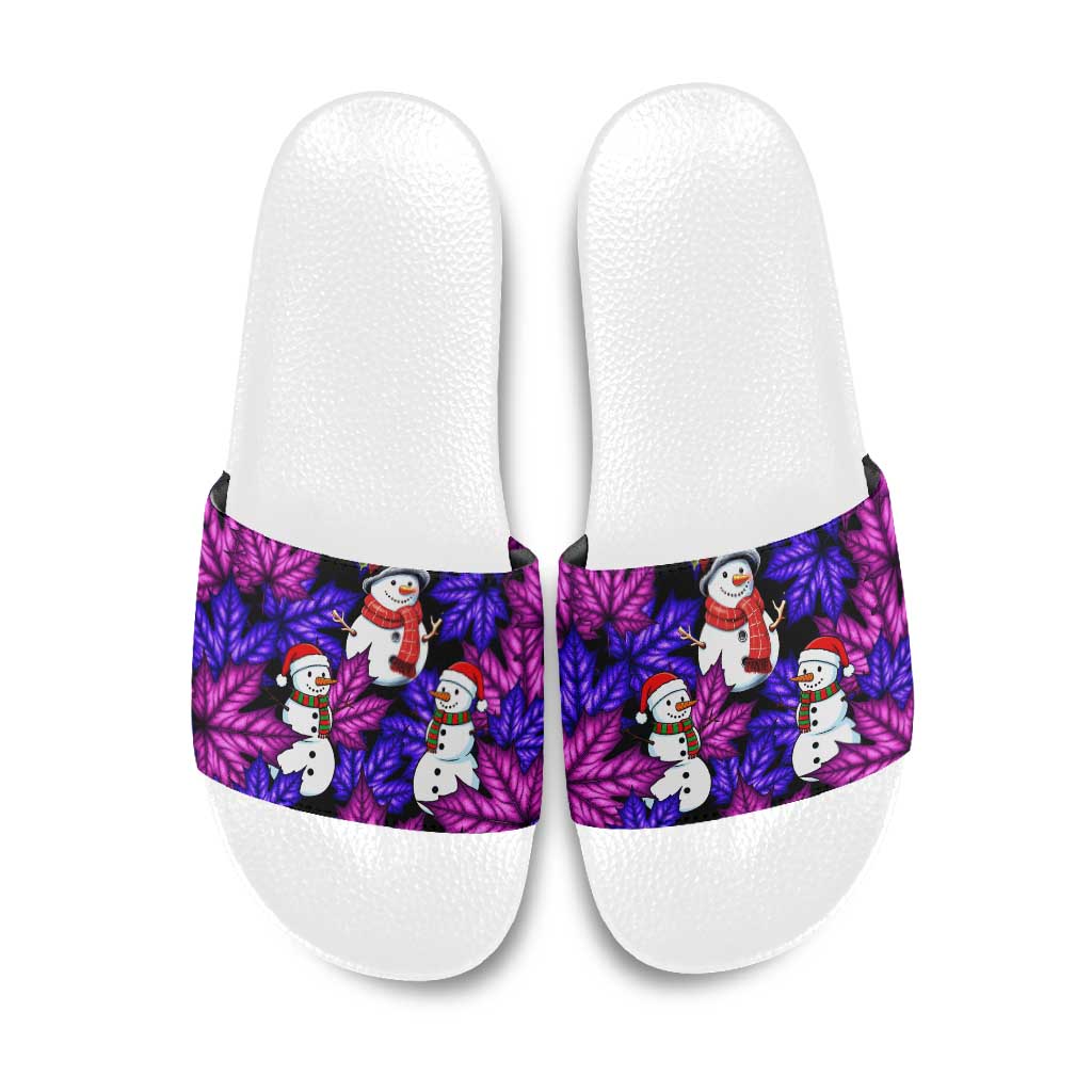 Christmas Snowman Leaves Slide Sandals Xmas Holiday Patterns - Wonder Print Shop