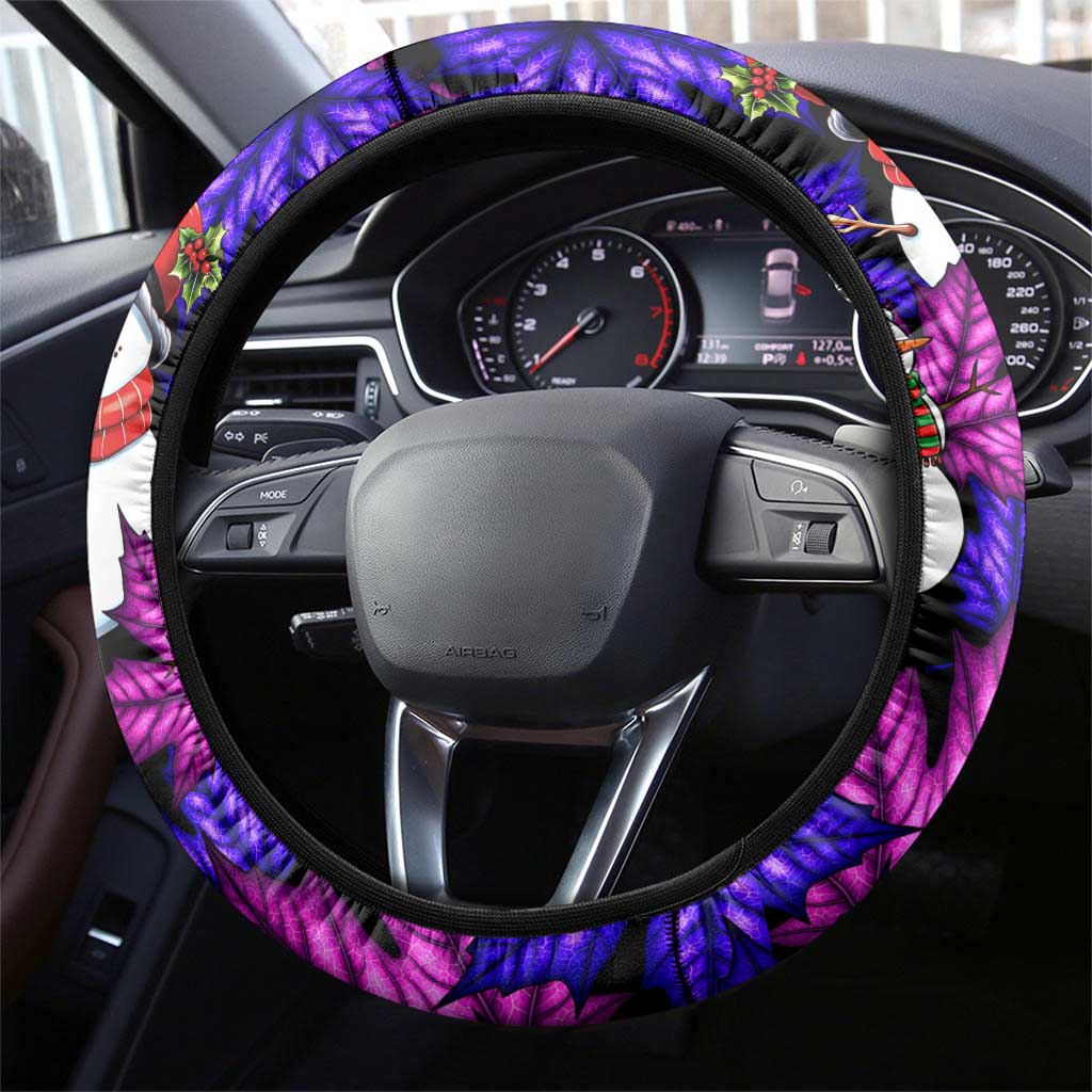 Christmas Snowman Leaves Steering Wheel Cover Xmas Holiday Patterns - Wonder Print Shop