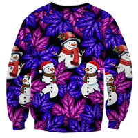Christmas Snowman Leaves Sweatshirt Xmas Holiday Patterns - Wonder Print Shop