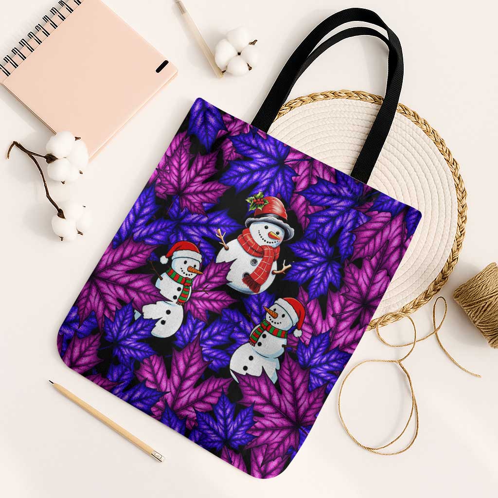 Christmas Snowman Leaves Tote Bag Xmas Holiday Patterns - Wonder Print Shop