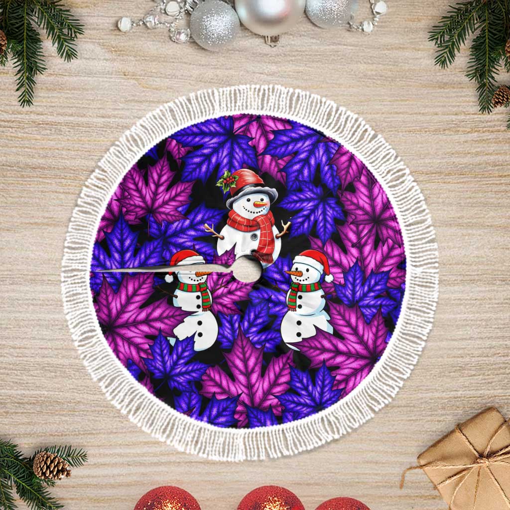 Christmas Snowman Leaves Tree Skirt Xmas Holiday Patterns - Wonder Print Shop