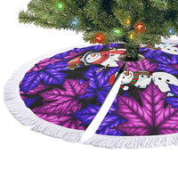 Christmas Snowman Leaves Tree Skirt Xmas Holiday Patterns - Wonder Print Shop