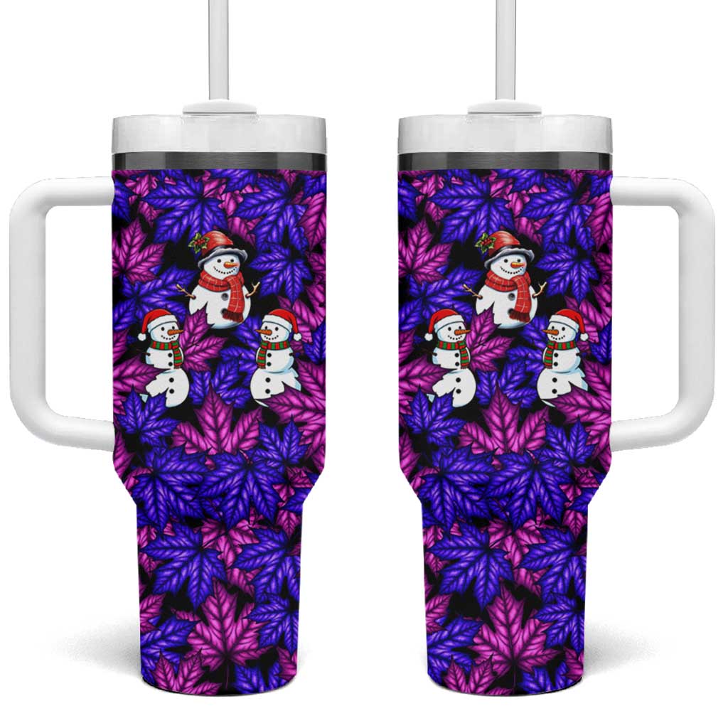 Christmas Snowman Leaves Tumbler With Handle Xmas Holiday Patterns - Wonder Print Shop