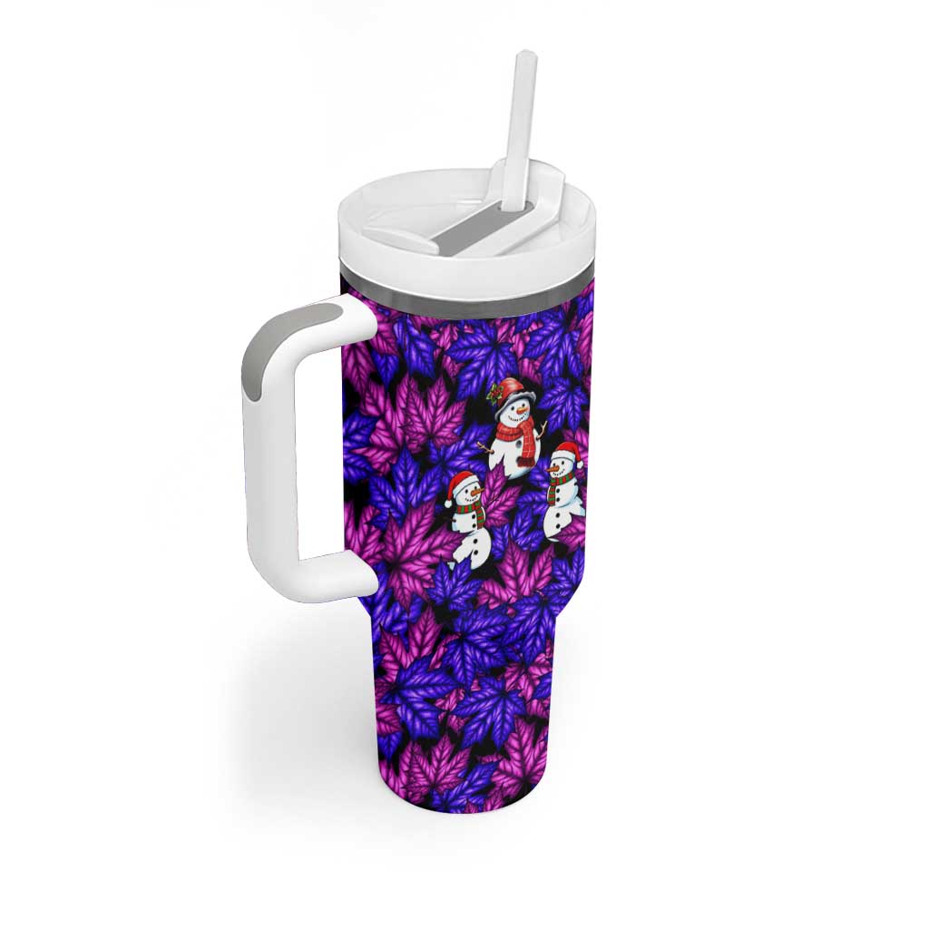 Christmas Snowman Leaves Tumbler With Handle Xmas Holiday Patterns - Wonder Print Shop