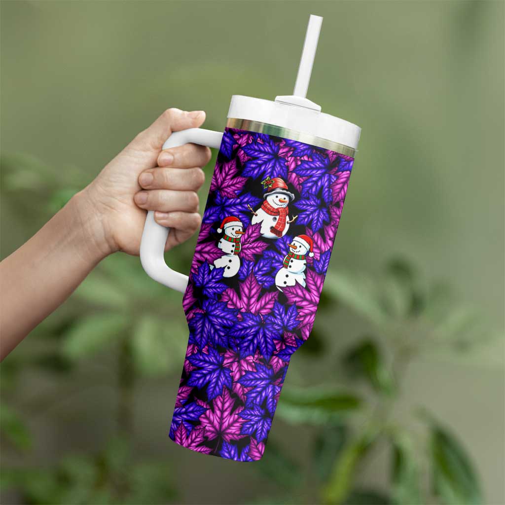 Christmas Snowman Leaves Tumbler With Handle Xmas Holiday Patterns - Wonder Print Shop