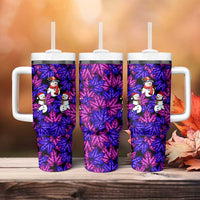 Christmas Snowman Leaves Tumbler With Handle Xmas Holiday Patterns - Wonder Print Shop