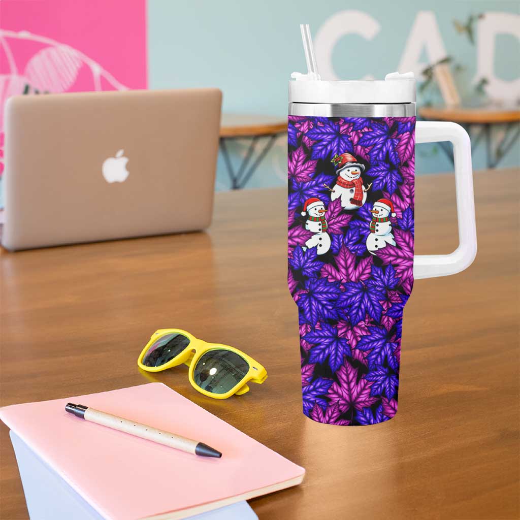 Christmas Snowman Leaves Tumbler With Handle Xmas Holiday Patterns - Wonder Print Shop