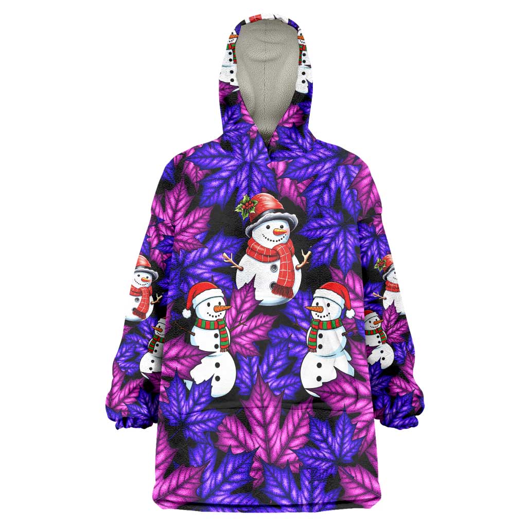 Christmas Snowman Leaves Wearable Blanket Hoodie Xmas Holiday Patterns - Wonder Print Shop