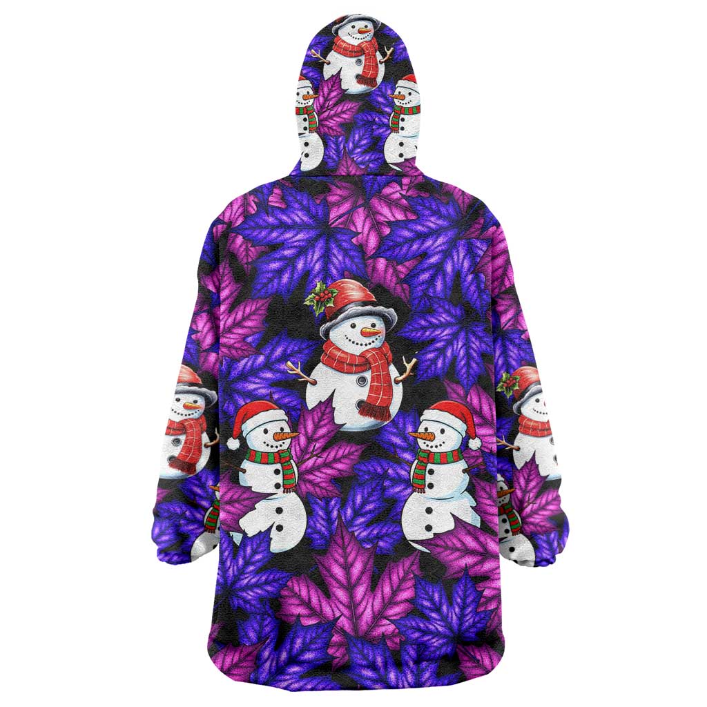 Christmas Snowman Leaves Wearable Blanket Hoodie Xmas Holiday Patterns - Wonder Print Shop