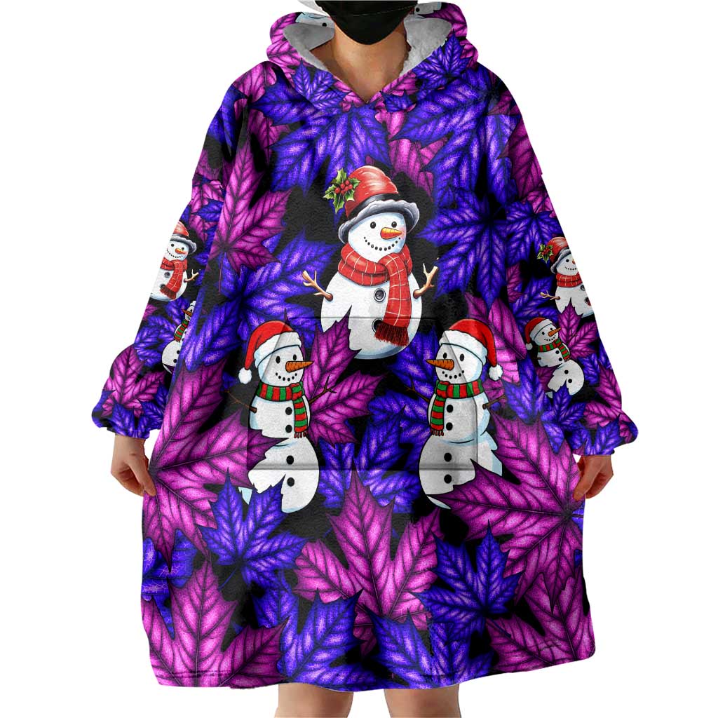 Christmas Snowman Leaves Wearable Blanket Hoodie Xmas Holiday Patterns - Wonder Print Shop
