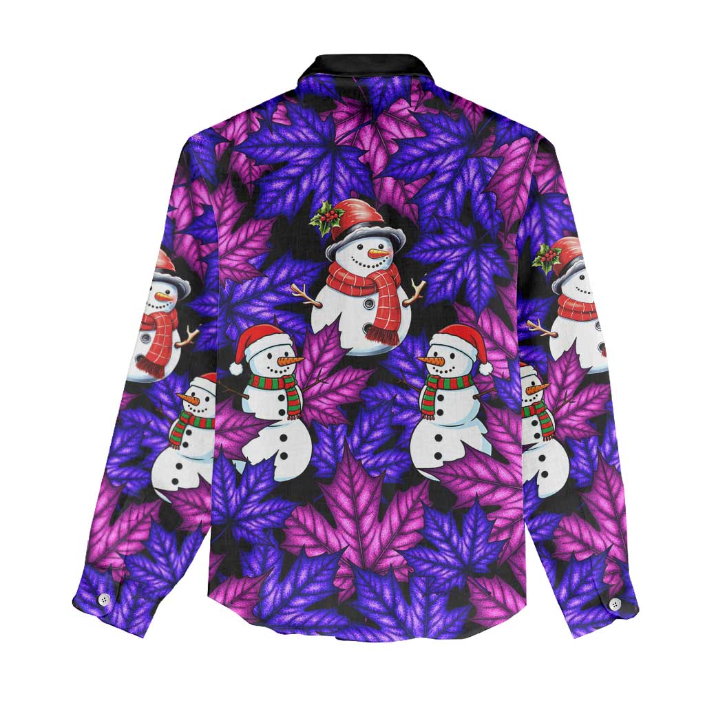 Christmas Snowman Leaves Women Casual Shirt Xmas Holiday Patterns - Wonder Print Shop