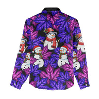 Christmas Snowman Leaves Women Casual Shirt Xmas Holiday Patterns - Wonder Print Shop
