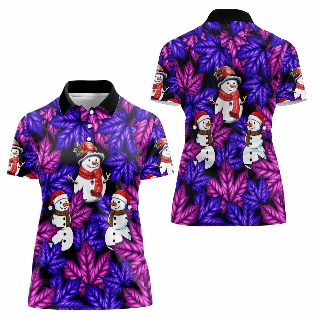 Christmas Snowman Leaves Women Polo Shirt Xmas Holiday Patterns - Wonder Print Shop