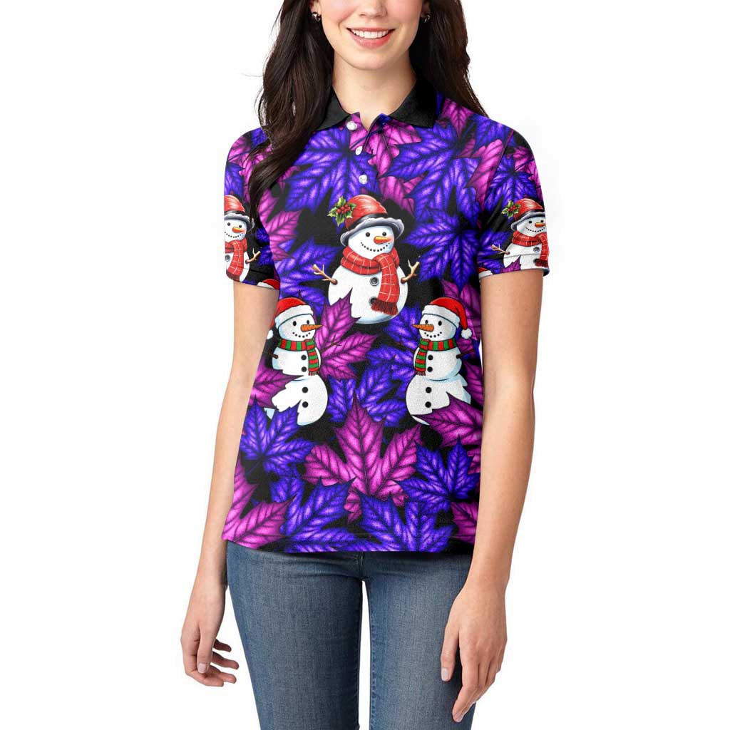 Christmas Snowman Leaves Women Polo Shirt Xmas Holiday Patterns - Wonder Print Shop