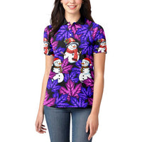 Christmas Snowman Leaves Women Polo Shirt Xmas Holiday Patterns - Wonder Print Shop