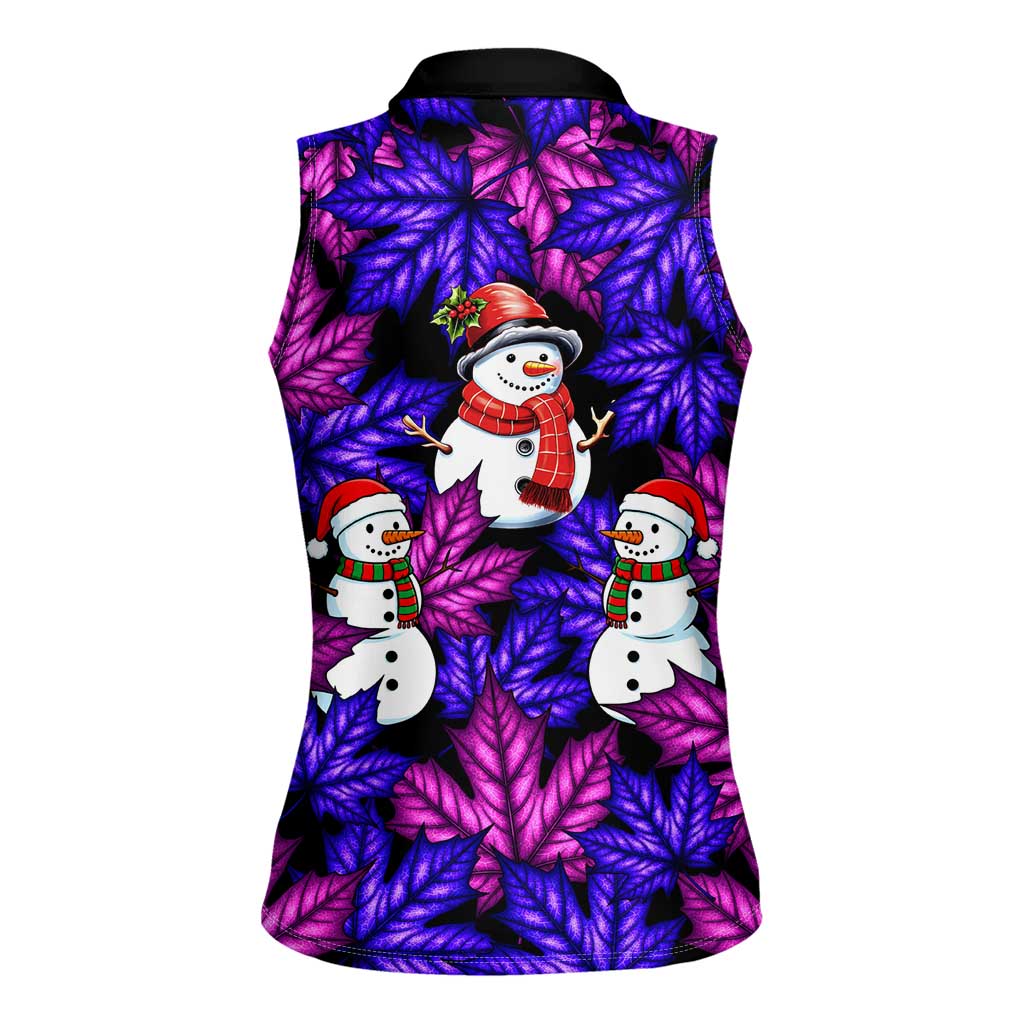 Christmas Snowman Leaves Women Sleeveless Polo Shirt Xmas Holiday Patterns - Wonder Print Shop