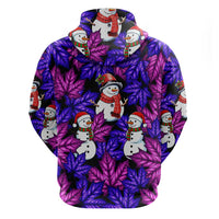 Christmas Snowman Leaves Zip Hoodie Xmas Holiday Patterns - Wonder Print Shop