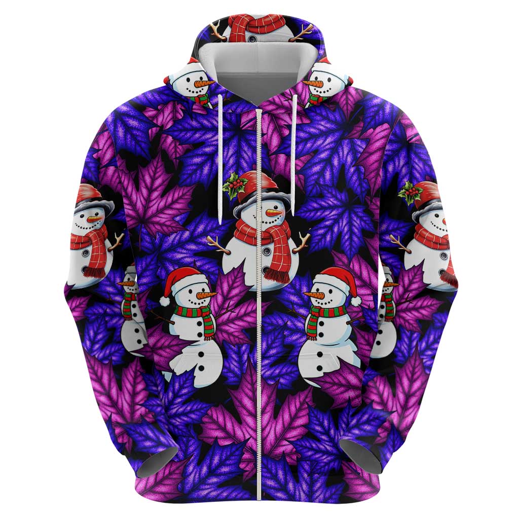 Christmas Snowman Leaves Zip Hoodie Xmas Holiday Patterns - Wonder Print Shop