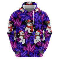 Christmas Snowman Leaves Zip Hoodie Xmas Holiday Patterns - Wonder Print Shop