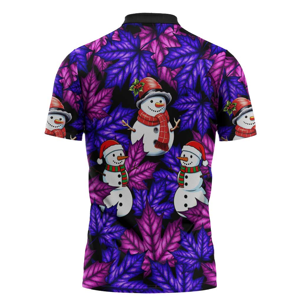 Christmas Snowman Leaves Zipper Polo Shirt Xmas Holiday Patterns - Wonder Print Shop