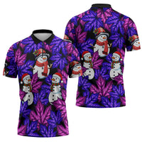 Christmas Snowman Leaves Zipper Polo Shirt Xmas Holiday Patterns - Wonder Print Shop