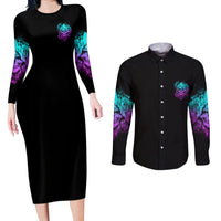 If I'm Too Quiet And Smiling Couples Matching Long Sleeve Bodycon Dress and Long Sleeve Button Shirt - Wonder Print Shop