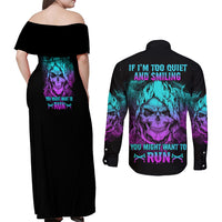 If I'm Too Quiet And Smiling Couples Matching Off Shoulder Maxi Dress and Long Sleeve Button Shirt - Wonder Print Shop