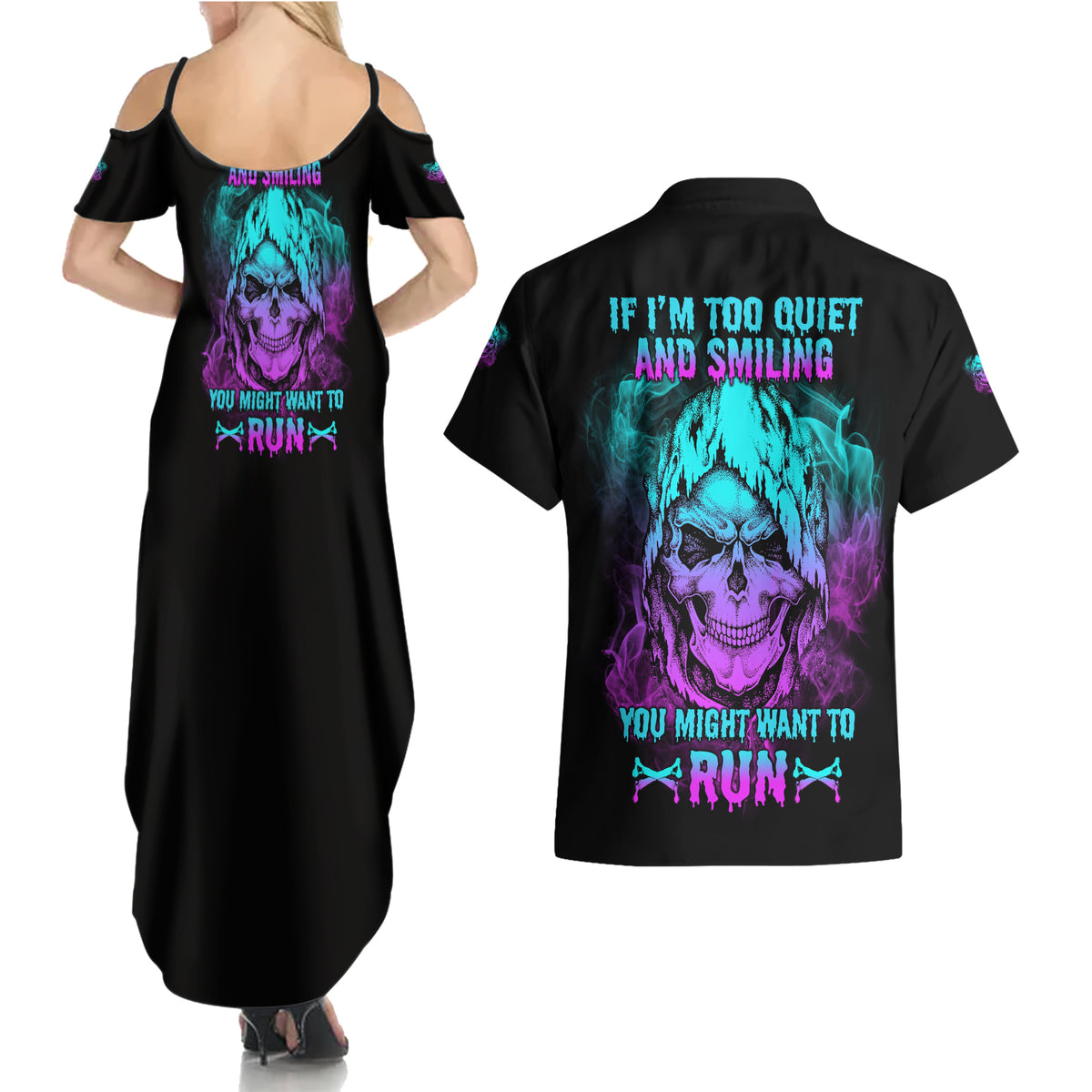 If I'm Too Quiet And Smiling Couples Matching Summer Maxi Dress and Hawaiian Shirt - Wonder Print Shop