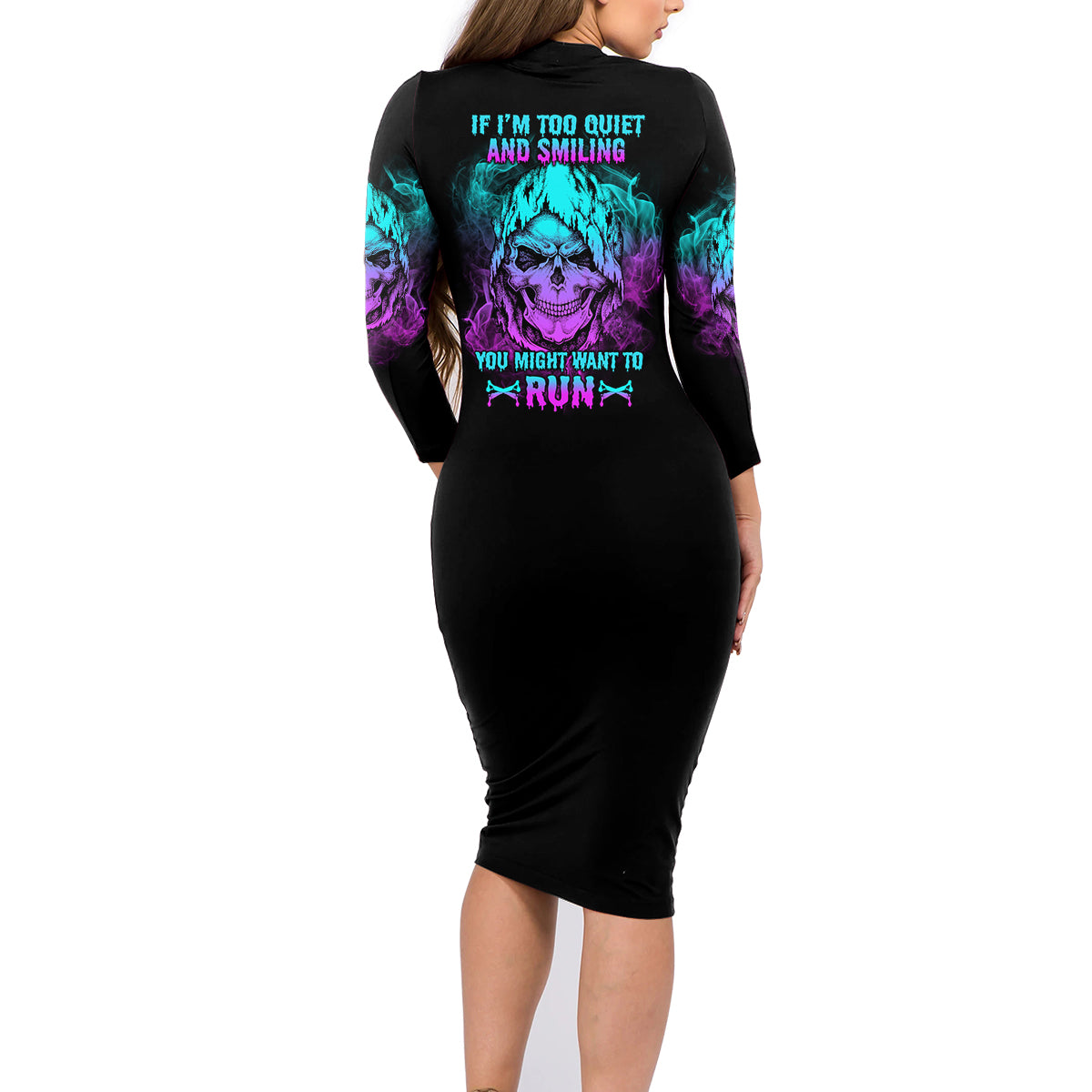 If I'm Too Quiet And Smiling Family Matching Long Sleeve Bodycon Dress and Hawaiian Shirt - Wonder Print Shop