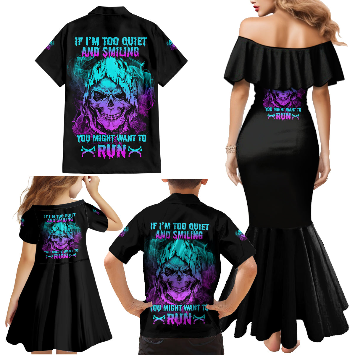 If I'm Too Quiet And Smiling Family Matching Mermaid Dress and Hawaiian Shirt - Wonder Print Shop