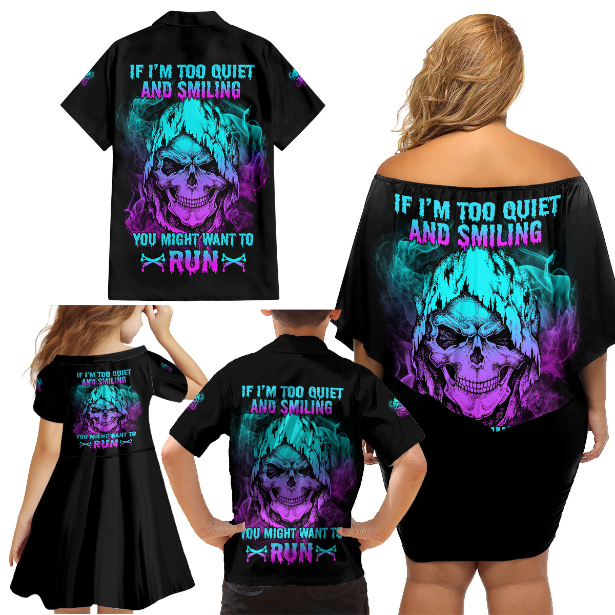 If I'm Too Quiet And Smiling Family Matching Off Shoulder Short Dress and Hawaiian Shirt - Wonder Print Shop