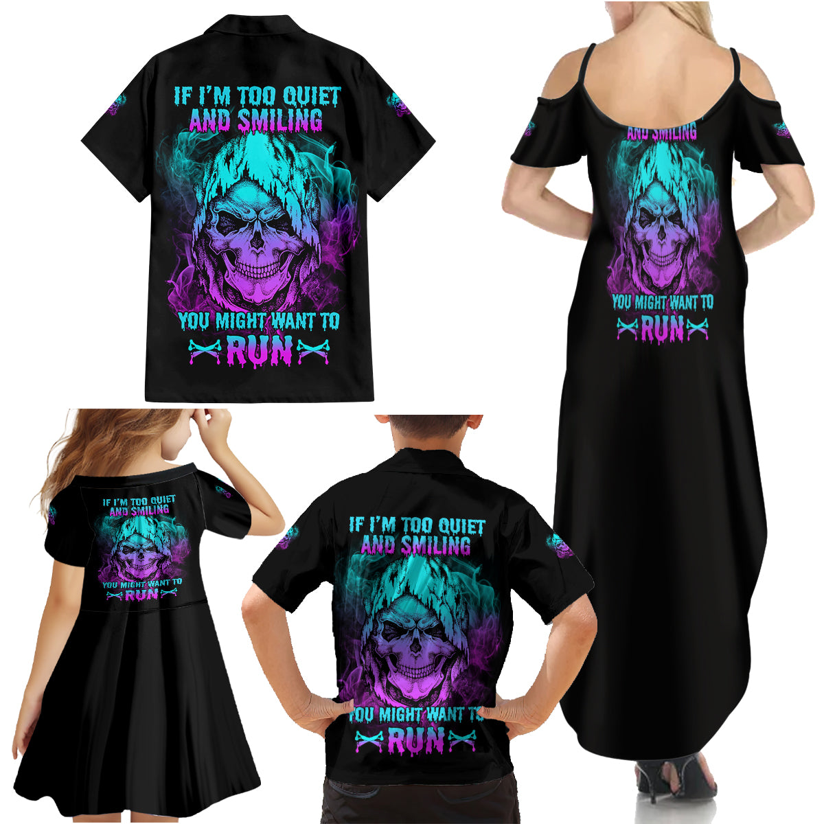 If I'm Too Quiet And Smiling Family Matching Summer Maxi Dress and Hawaiian Shirt - Wonder Print Shop