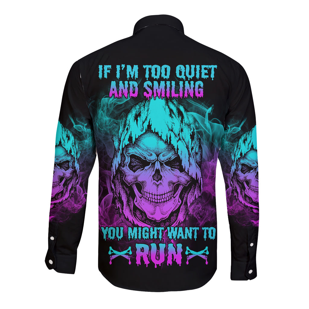 If I'm Too Quiet And Smiling Long Sleeve Button Shirt - Wonder Print Shop
