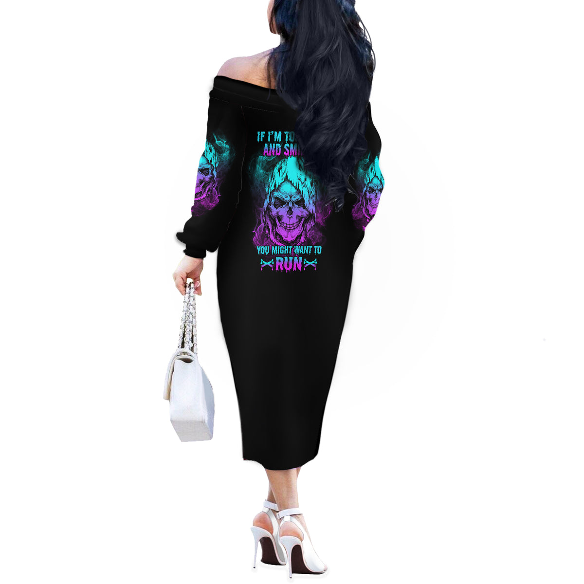 If I'm Too Quiet And Smiling Off The Shoulder Long Sleeve Dress - Wonder Print Shop