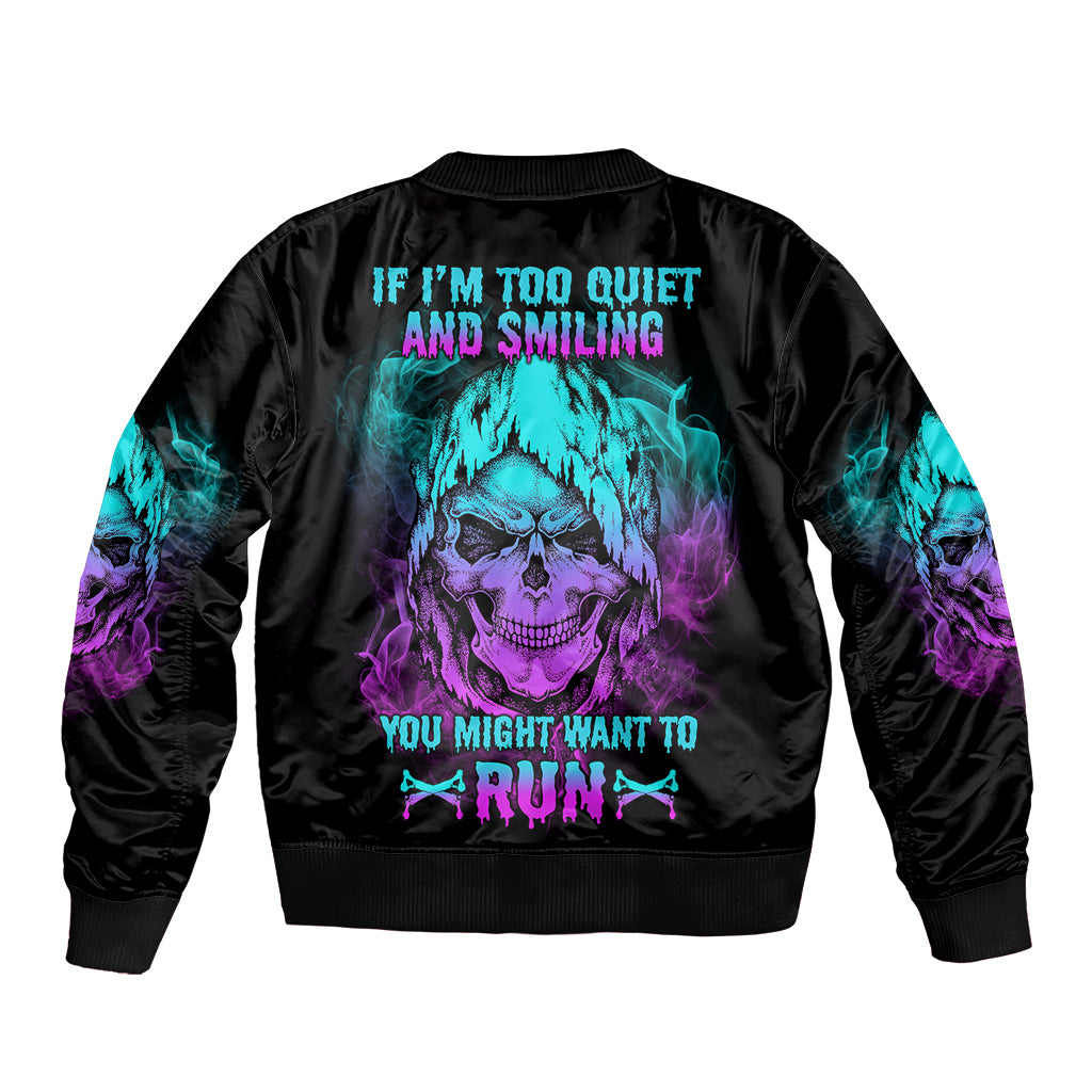 If I'm Too Quiet And Smiling Sleeve Zip Bomber Jacket - Wonder Print Shop