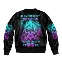 If I'm Too Quiet And Smiling Sleeve Zip Bomber Jacket - Wonder Print Shop