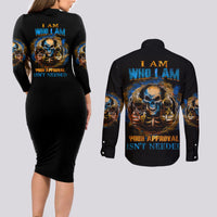 I Am Who I Am Couples Matching Long Sleeve Bodycon Dress and Long Sleeve Button Shirt - Wonder Print Shop