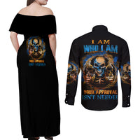 I Am Who I Am Couples Matching Off Shoulder Maxi Dress and Long Sleeve Button Shirt - Wonder Print Shop