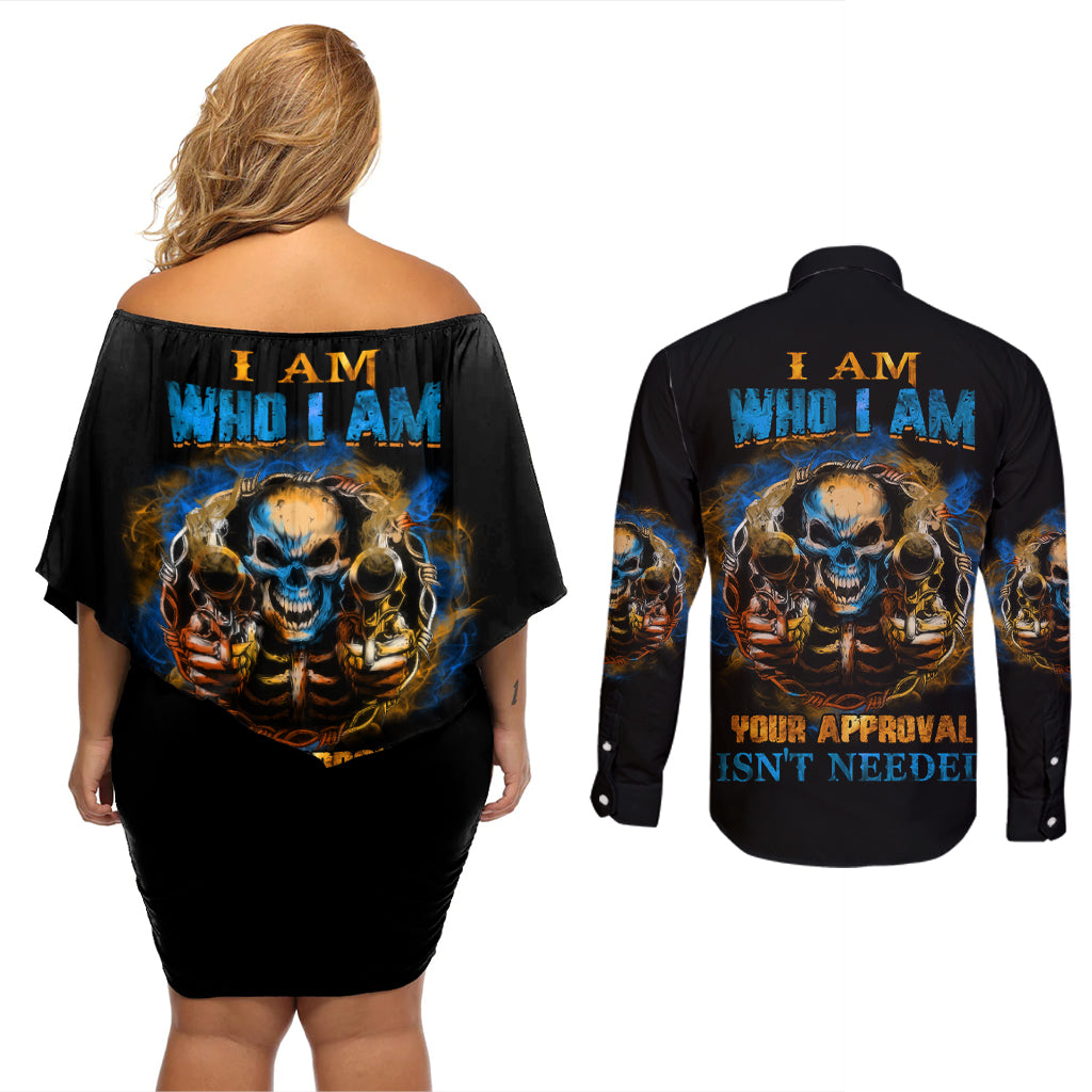 I Am Who I Am Couples Matching Off Shoulder Short Dress and Long Sleeve Button Shirt - Wonder Print Shop