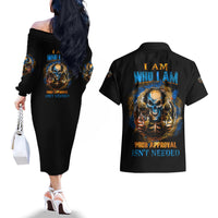 I Am Who I Am Couples Matching Off The Shoulder Long Sleeve Dress and Hawaiian Shirt - Wonder Print Shop