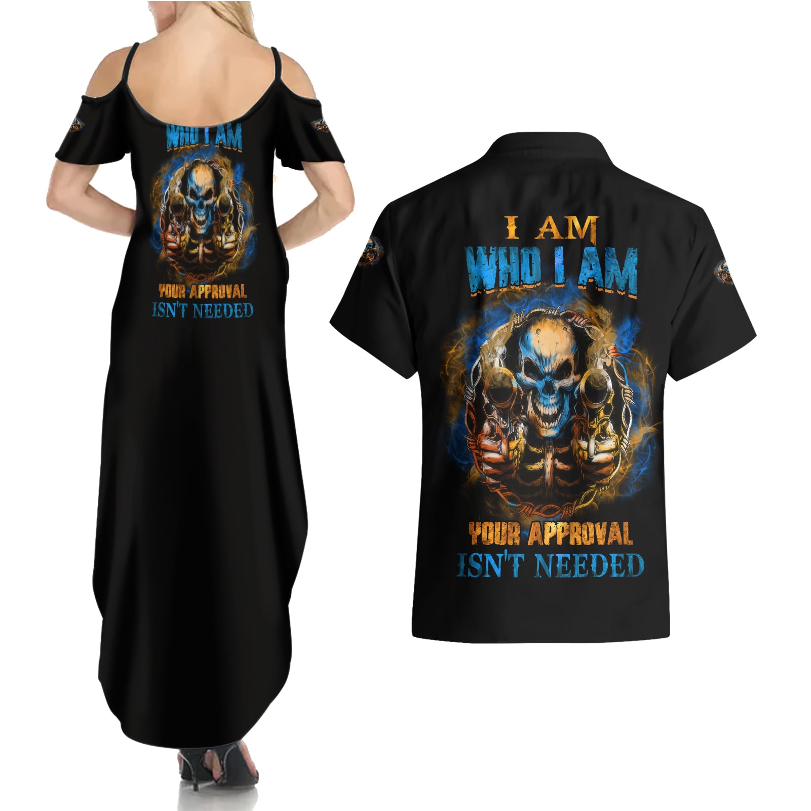 I Am Who I Am Couples Matching Summer Maxi Dress and Hawaiian Shirt - Wonder Print Shop