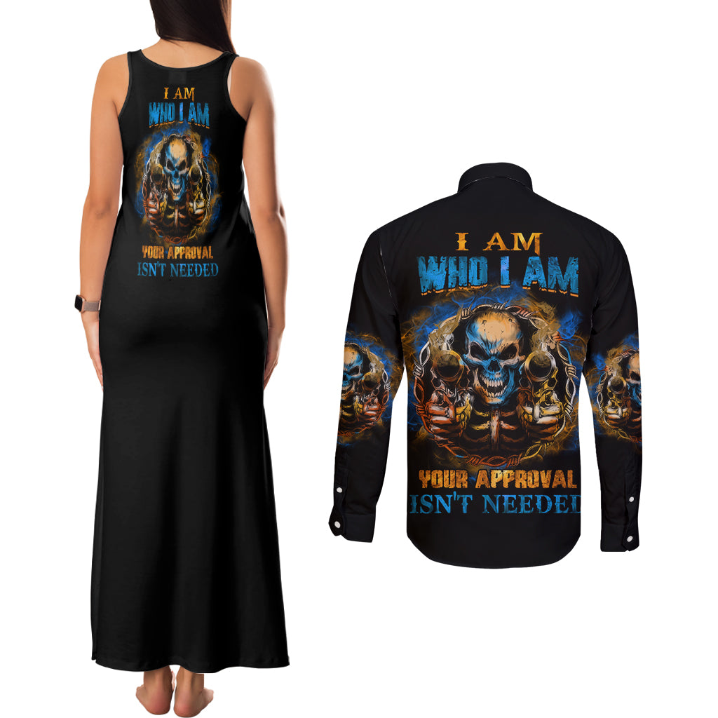I Am Who I Am Couples Matching Tank Maxi Dress and Long Sleeve Button Shirt - Wonder Print Shop