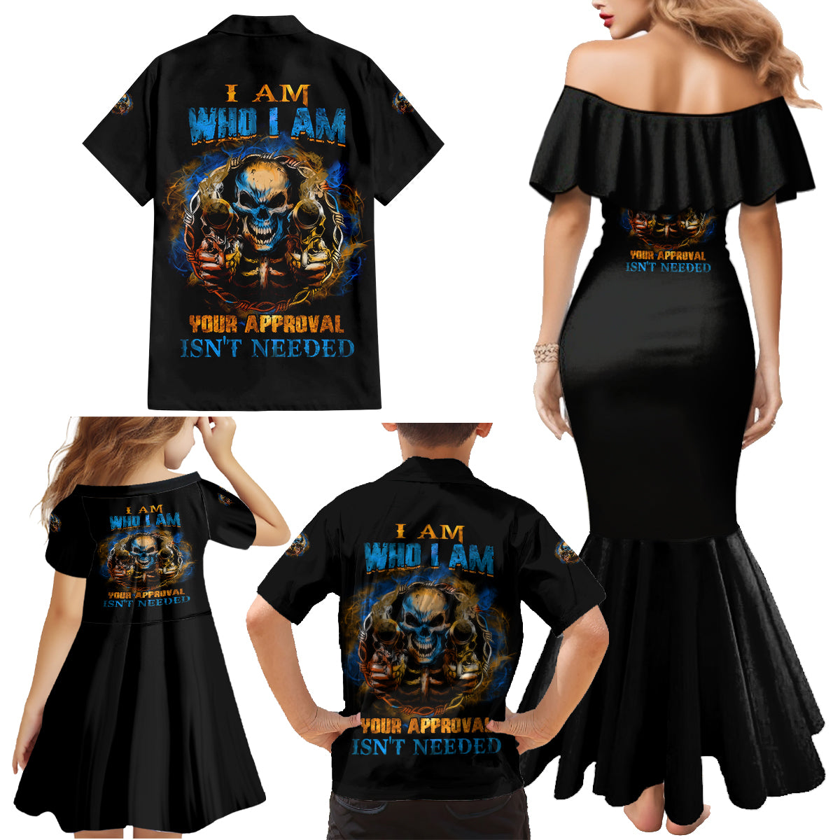 I Am Who I Am Family Matching Mermaid Dress and Hawaiian Shirt - Wonder Print Shop