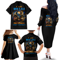 I Am Who I Am Family Matching Off Shoulder Long Sleeve Dress and Hawaiian Shirt - Wonder Print Shop