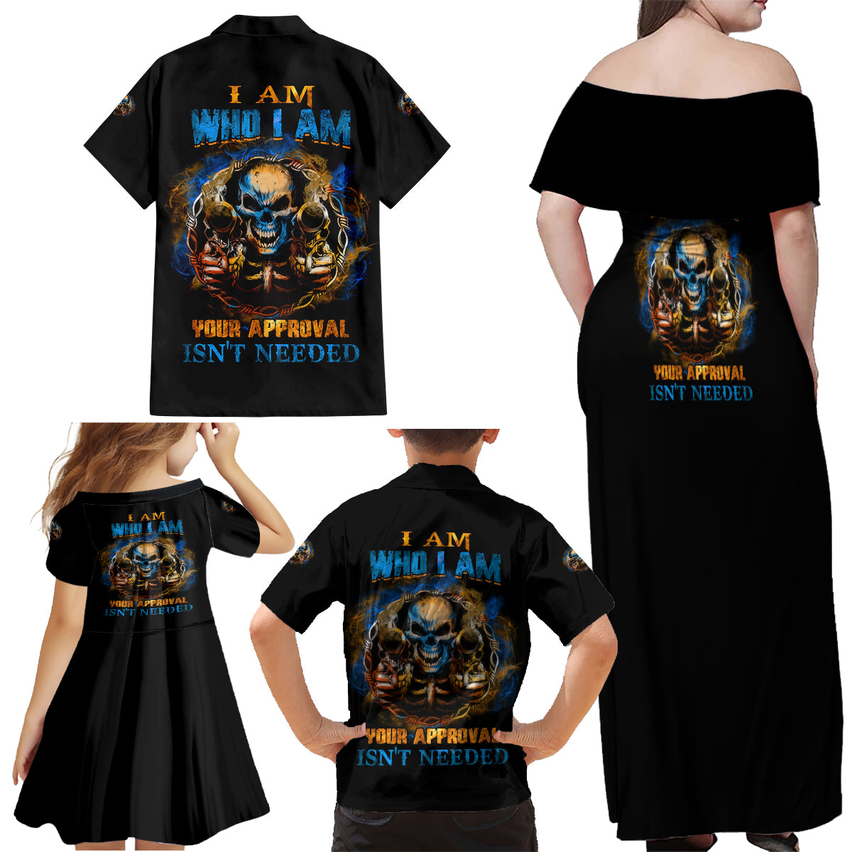 I Am Who I Am Family Matching Off Shoulder Maxi Dress and Hawaiian Shirt - Wonder Print Shop