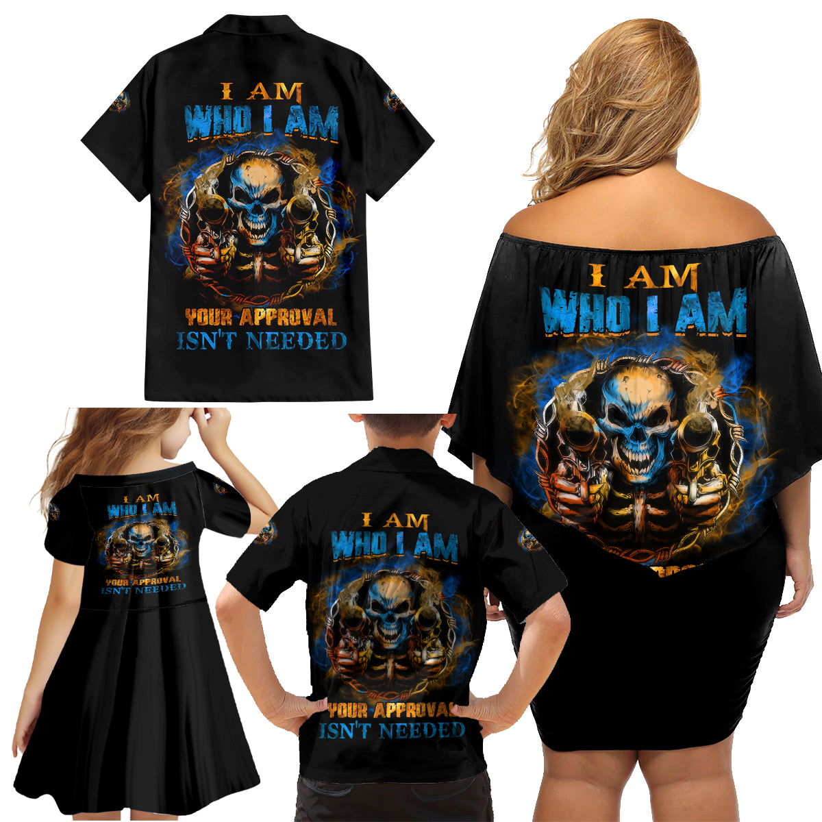 I Am Who I Am Family Matching Off Shoulder Short Dress and Hawaiian Shirt - Wonder Print Shop