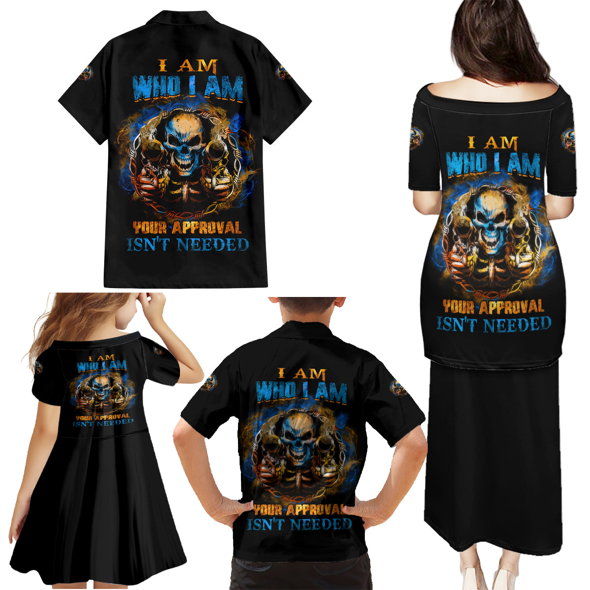 I Am Who I Am Family Matching Puletasi Dress and Hawaiian Shirt - Wonder Print Shop