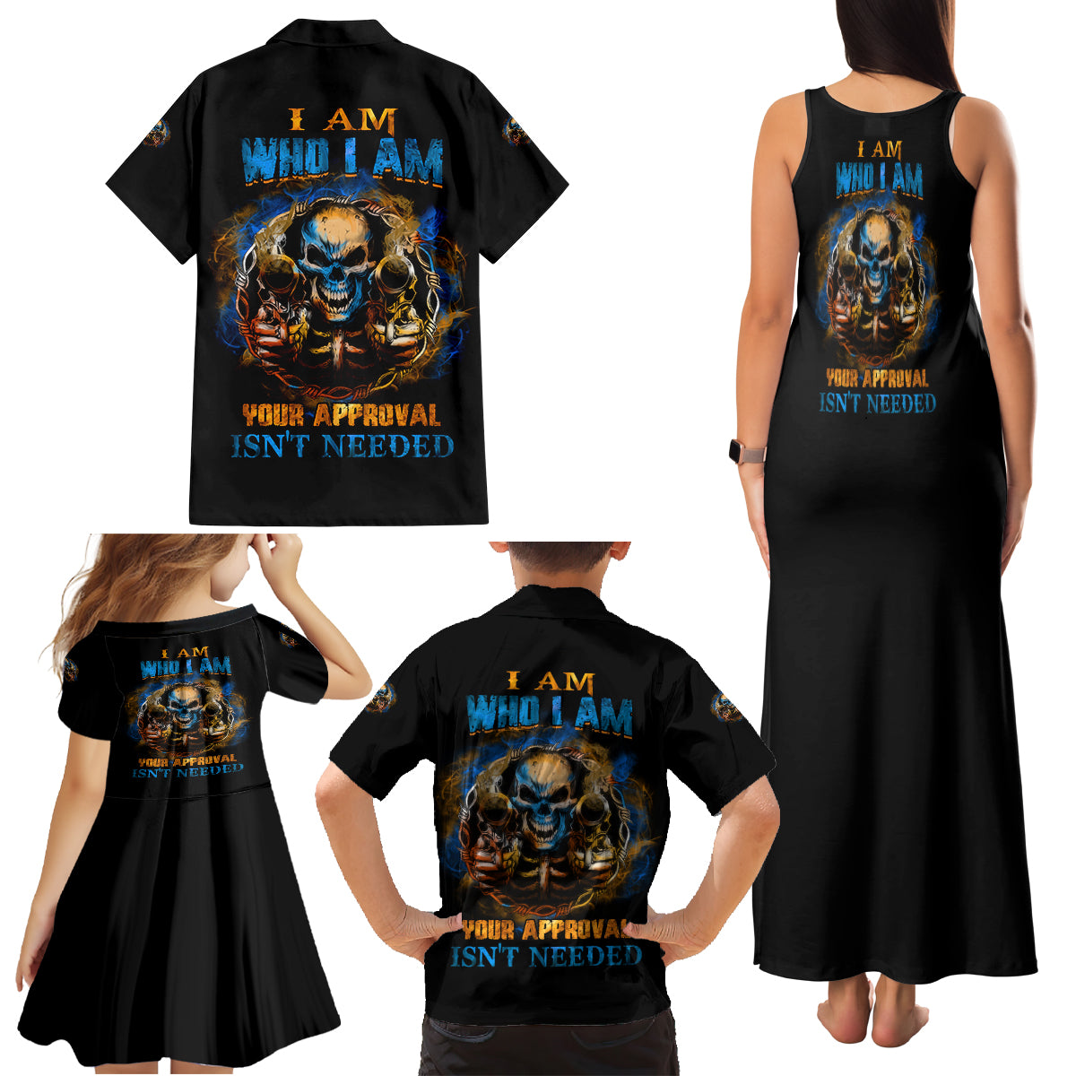 I Am Who I Am Family Matching Tank Maxi Dress and Hawaiian Shirt - Wonder Print Shop