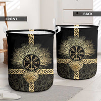 Vegvisir Compass Viking Laundry Basket with Yggdrasil Tree and Axe Symbols Norse Mythology Tribute - Wonder Print Shop